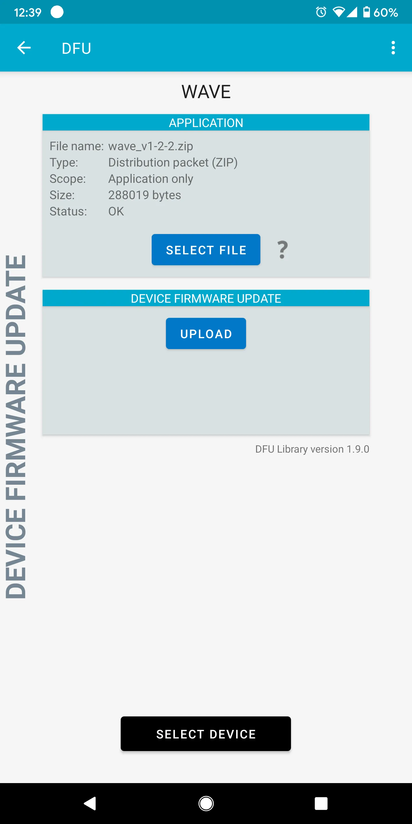nRF Toolbox interface